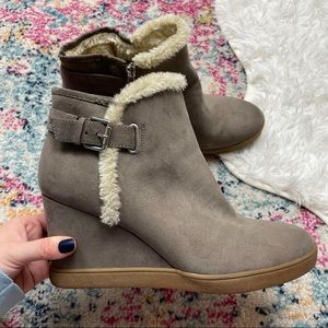 Unisa Mobii Faux Fur Suede Wedge Bootie 